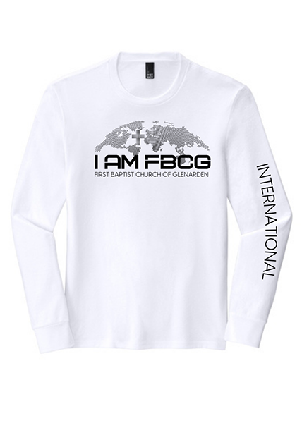 I AM FBCG Unisex White Long Sleeve Tee