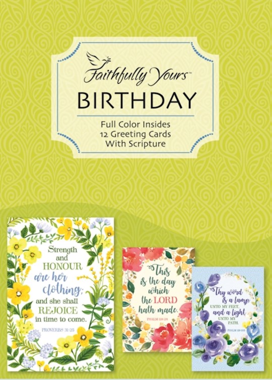 Floral Birthday Scripture Box of 12 Birthday Cards, KJV