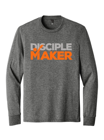 Disciple Maker Flint Grey Long Sleeve Tee - Front Disciple Maker Long Sleeve Tee, Grey Frost