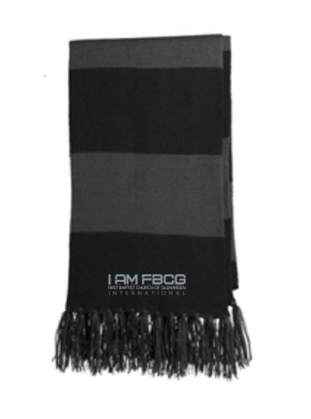 I AM FBCGI Scarf with Fringe, Black & Grey