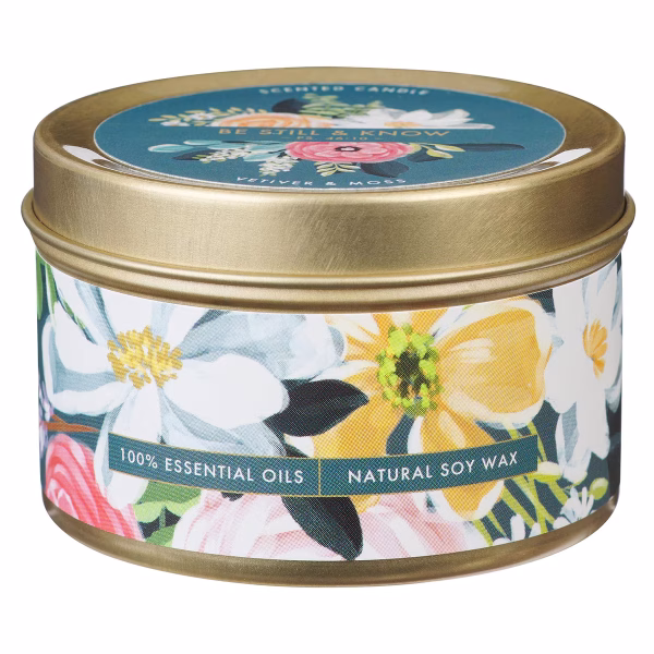 Be Still and Know Vetiver and Moss Candle in a Tin - Psalm 46:10