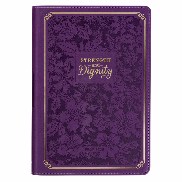 Strength and Dignity Purple Rose Faux Leather Classic Journal - Proverbs 31:25
