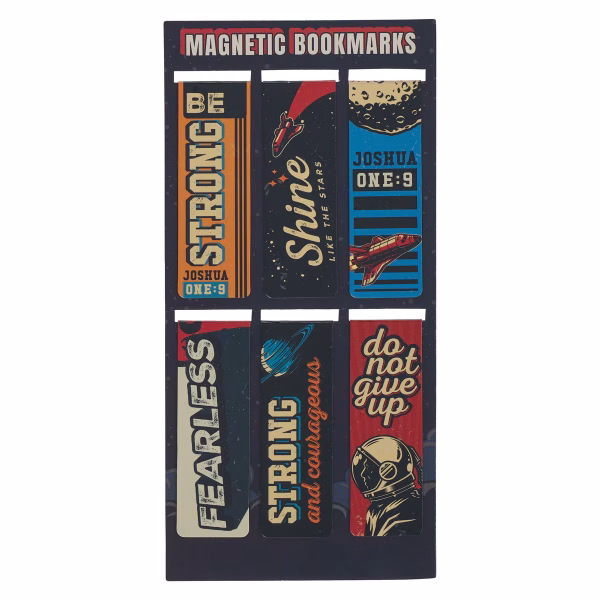 Be Strong Blue Space Magnetic Bookmark Set - Joshua 1:9
