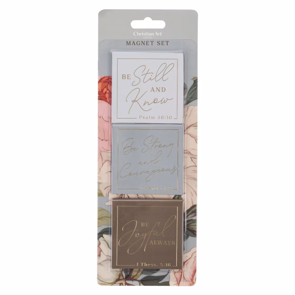 Be Strong and Courageous Delicate Dahlia Magnet Set - Joshua 1:9