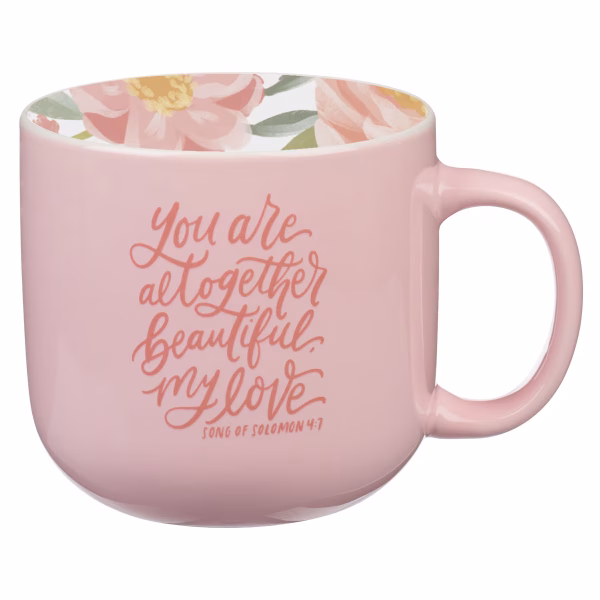MUG1277 Altogether Beautiful Pink Floral Ceramic Coffee Mug – Song of Solomon 4:7