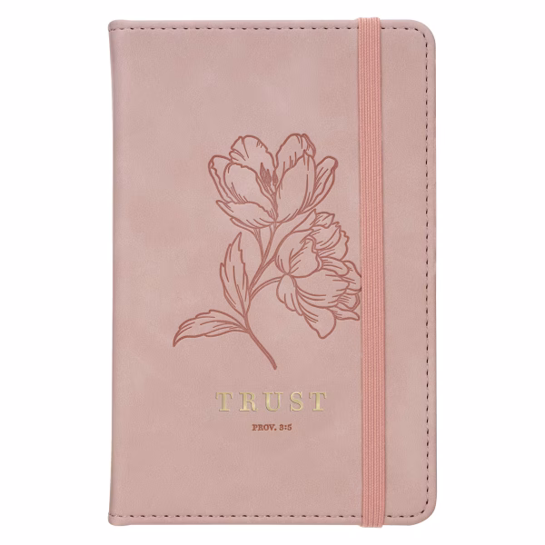 Trust Mottled Blush Faux Leather Hardcover Notebook with Elastic Band Closure - Proverbs 3:5